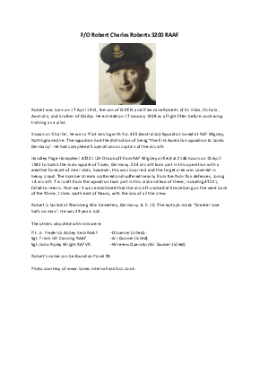 A preview of a PDF biography for Roberts, Robert Charles